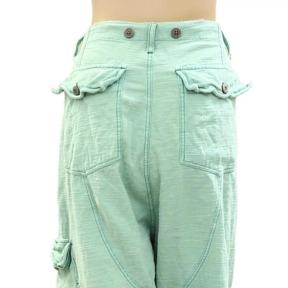 Free People Bay To Breakers Pants Low-Rise Slouchy Cargo Solid Cotton S 275659 - Picture 4 of 5